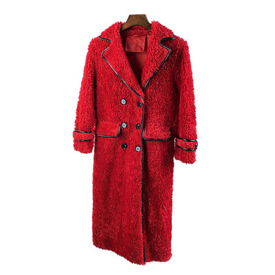 100%羊毛羊剪绒大衣皮草外套