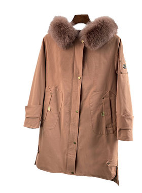 派克服女新款獭兔毛内胆皮草外套