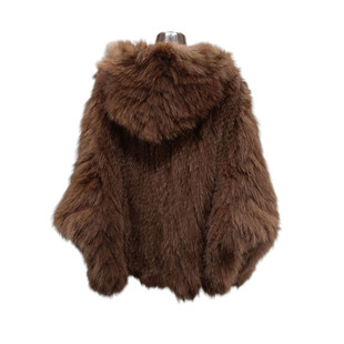 宽松 连帽外套年轻款 狐狸毛皮草纯手工双面编织大白熊2025冬季 爆款