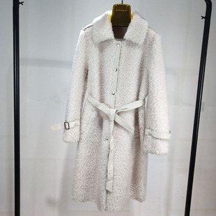 2024冬季新款艾美丽羊毛拼接真皮绵羊皮海宁羊剪绒皮草大衣女特价