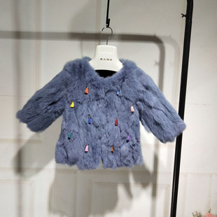 男女小中大童皮草外套秋冬装兔毛大衣宝宝韩版加厚夹棉毛毛衣短款