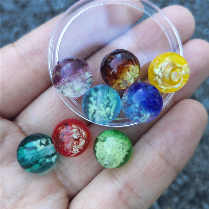 10/12mm有孔发光玻璃球双色拼接夜光琉璃珠子手工diy串珠材料配件