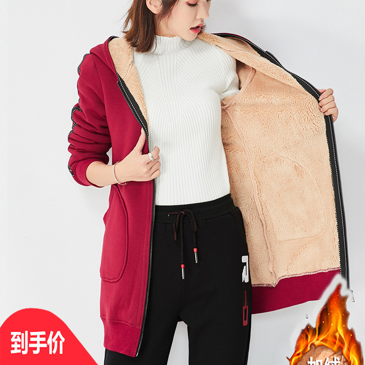 加绒加厚仿羊羔毛外套2024年冬季