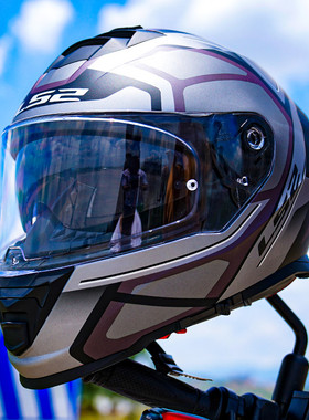 LS2摩托车全盔男女双镜片防雾头盔全覆机车跑盔蓝牙四季通用FF800