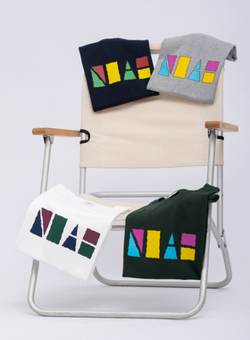 NOF studio  彩色方块圆领印花短袖全棉美潮短袖T恤