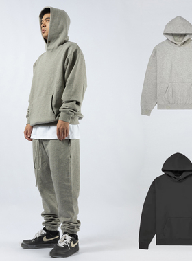 NOF studio 自主420克秋冬休闲宽松落肩加绒连帽美潮卫衣