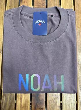 NOF studio 渐变乌梅紫字母印花宽松圆领短袖t恤 男女同款