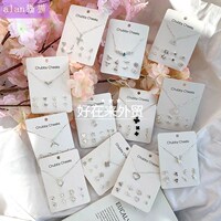 Jewelry Combination NECKLACE FASHION PENTAGRAM EAR Stud Lady