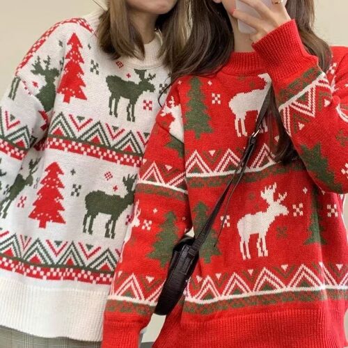 Women's Loose Couple Christmas Tree Sweater pullover