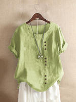 Women's top large casual loose cotton linen T-shirt thumbnail 5