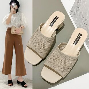 women fashion Weaving 女新 sandals slippers中跟凉拖鞋 Knit