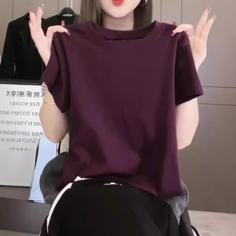 胖MM大码女装短袖T恤上衣2025新款爆款韩系chic别致圆领复古纯色