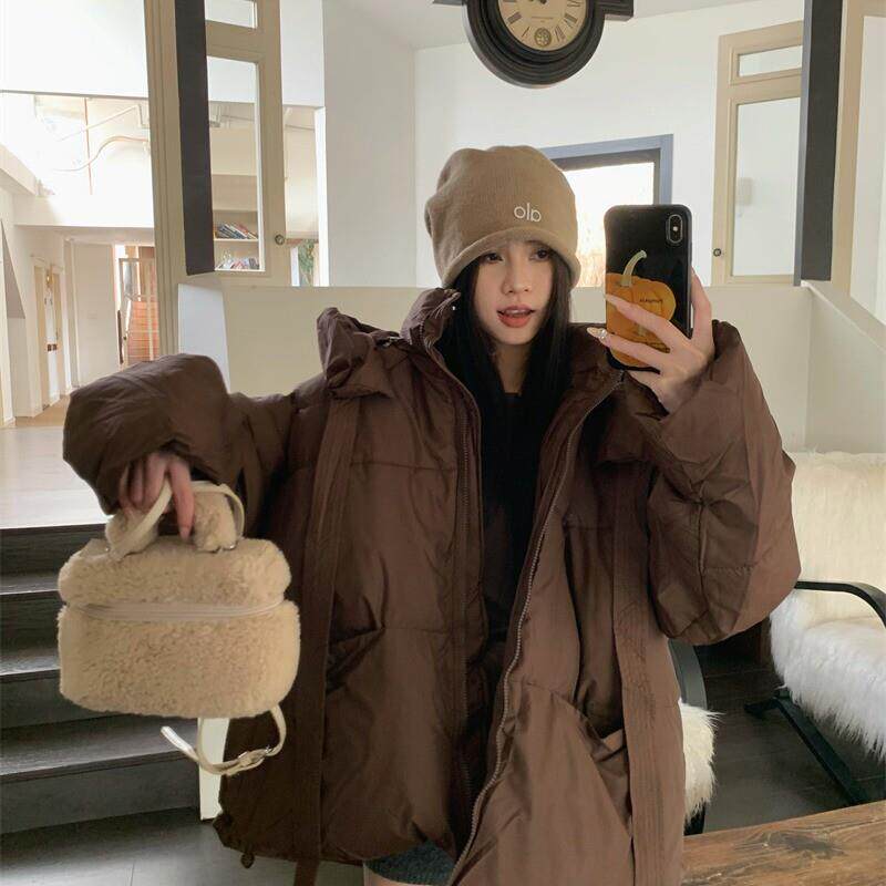 港味秋冬新款小熊耳朵棉服外套小个子棉衣面包服加厚保暖棉袄