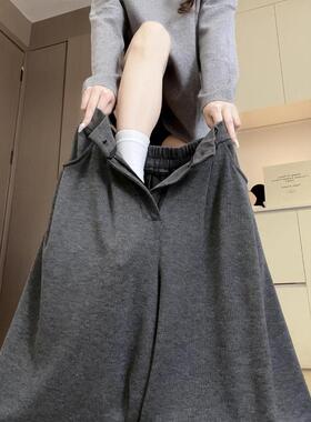 糯米灰色西装裤冬季女装2025新款bf宽松慵懒风小个子直筒阔腿裤子