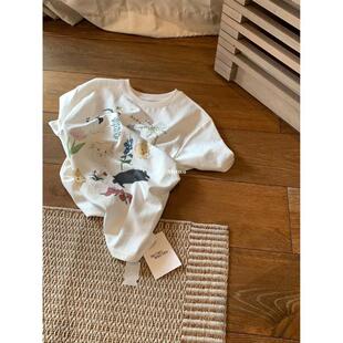 广州十三行东大门女装韩国货新款夏短袖T恤动物图案印花宽松上衣