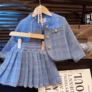 女童套装春秋季2025新款儿童洋气时髦小香风外套半身裙女孩两件套
