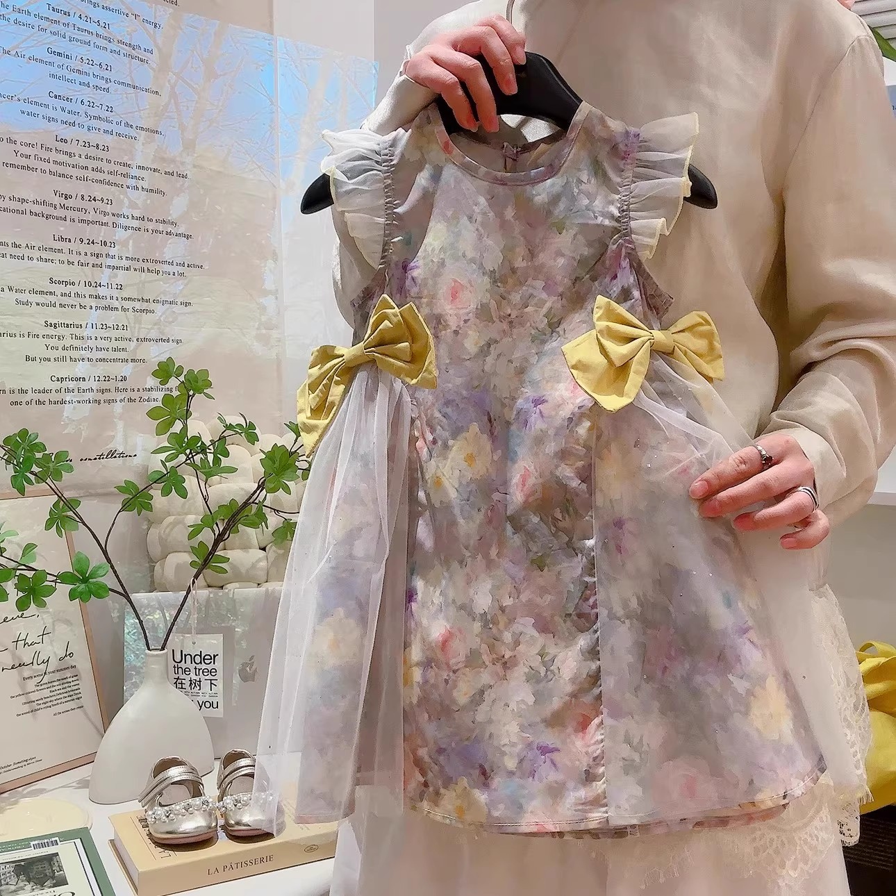 女童连衣裙夏季2025新款儿童洋气蝴蝶结飞袖背心裙小女孩公主裙子