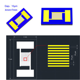 10μm硅基叉指电极高精度微电容MEMS气体生物传感器光电检测