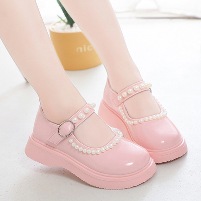 秋季超轻平底黑色圆头珍珠公主鞋