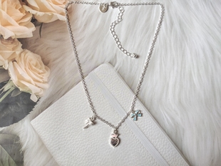 气质简约日常项链时尚 g17 百搭学生女滴油爱心蝴蝶结椰树小坠银色