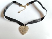 简约黑色带短款 气质爱心满钻项链锁骨链时尚 百搭学生女个性 潮V22