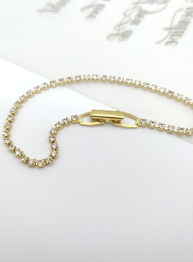 气质简约镶钻手链时尚百搭学生女窄面金色铜质链条手饰腕饰潮B71