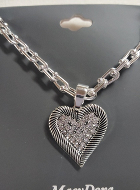 气质金属爱心项链锁骨链欧美质感做旧坠子项饰时尚百搭学生女V31