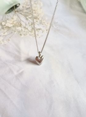 气质简约爱心吊坠项链时尚百搭学生女白金色项饰短款锁骨链潮 B78