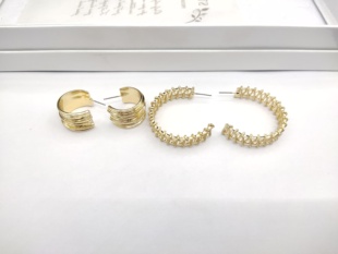 欧美耳钉开口耳圈饰品耳环女气质个性夸张宽面金属c圈潮人气质A50