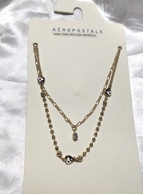 气质滴釉爱心项链锁骨链 欧美时尚百搭学生女简约镶钻两条组合X10