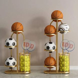 篮球收纳架家用儿童摆放篮球框铁艺足球展示架室内球具摆饰架 新款