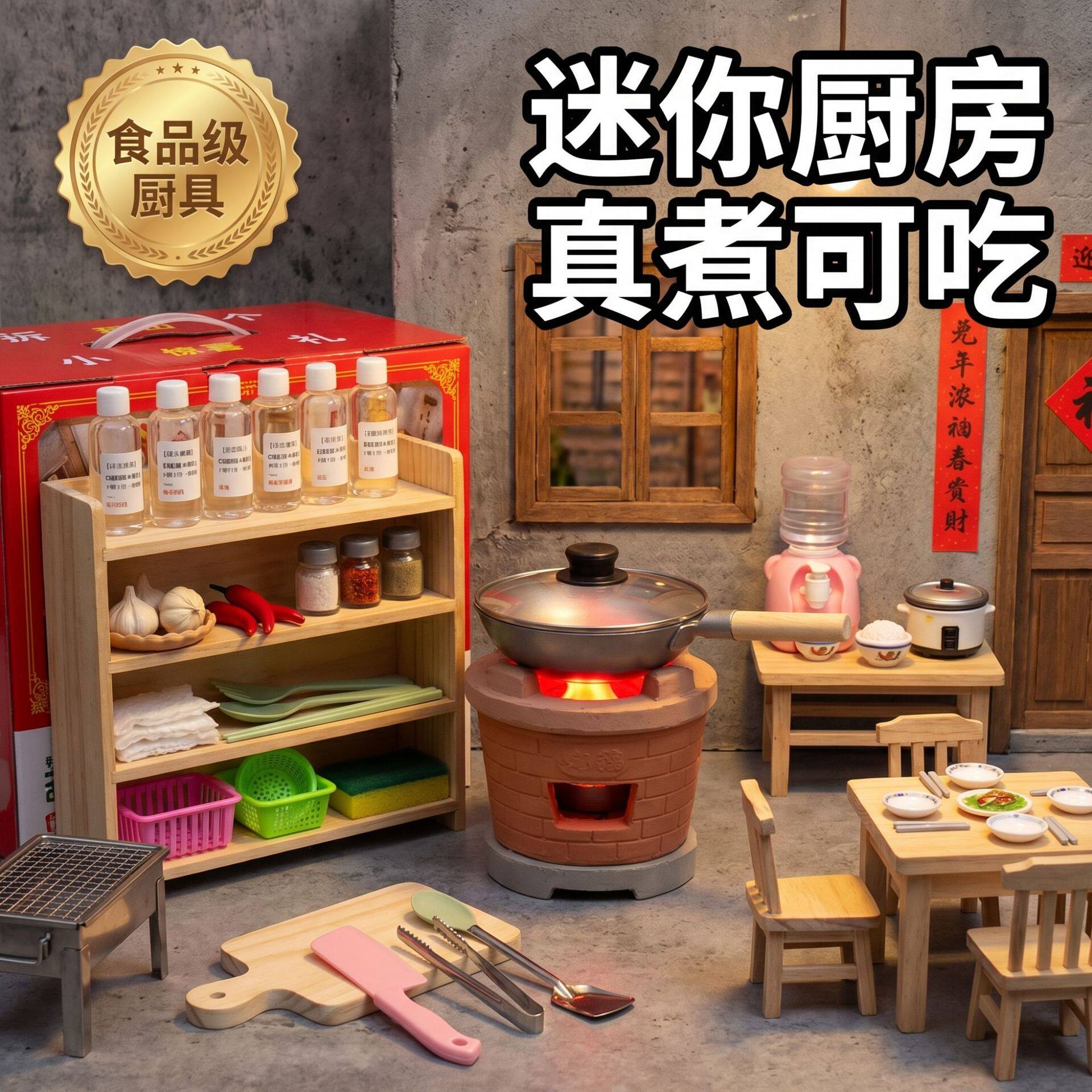 迷你小厨房儿童diy玩具真煮全套仿真暑假生日礼物男童益智玩具
