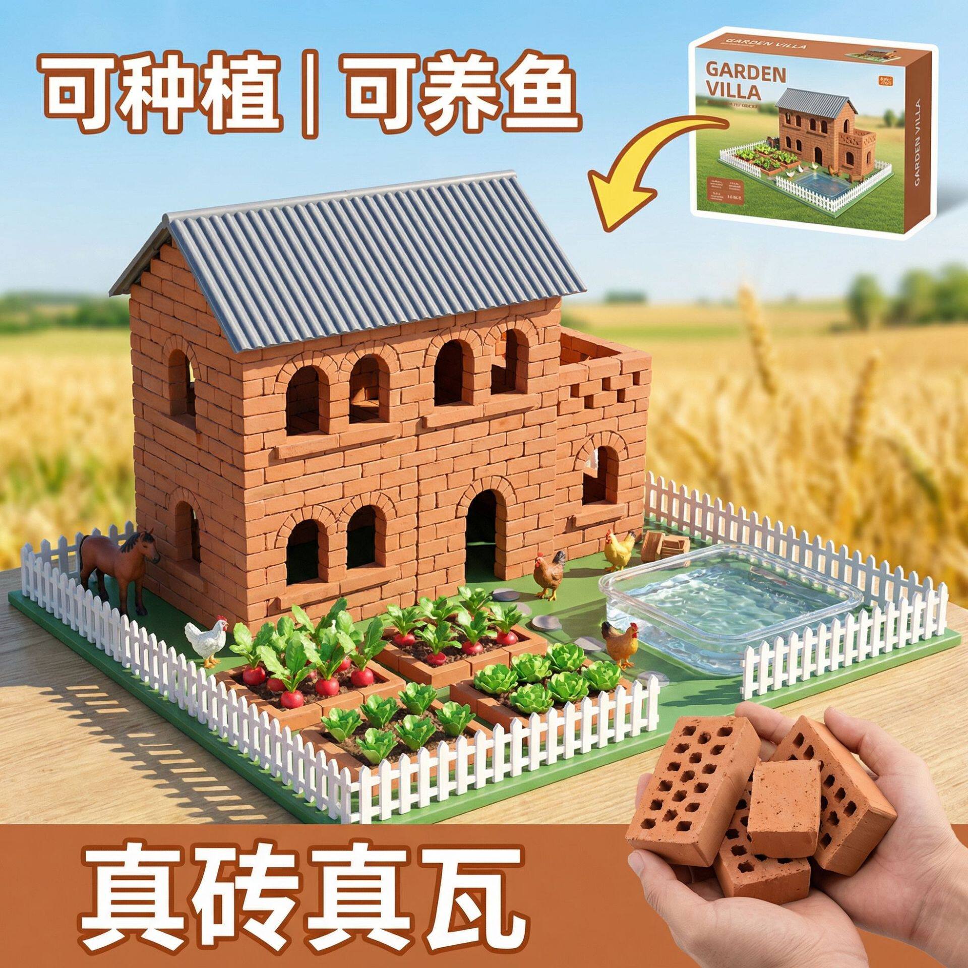 小小泥瓦匠儿童造盖房子diy手工建筑师小迷你水泥砖块头砌墙玩具