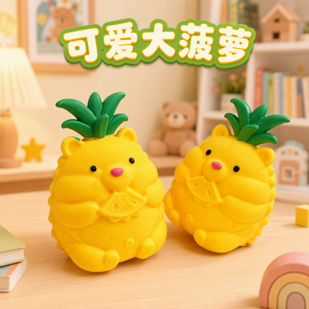 跨境仿真水果大菠萝捏捏乐可爱熊解压儿童玩具发泄球创意生日礼物