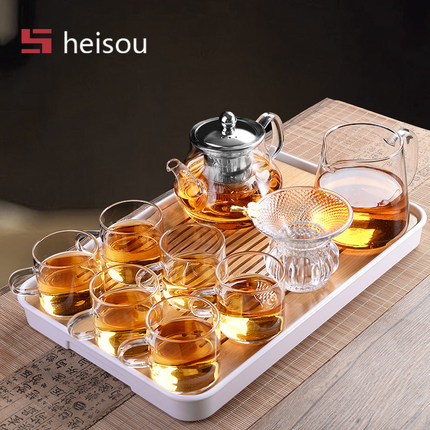 家用会客轻奢高档功夫茶杯泡茶具冲茶泡茶壶2023新款玻璃茶具套装