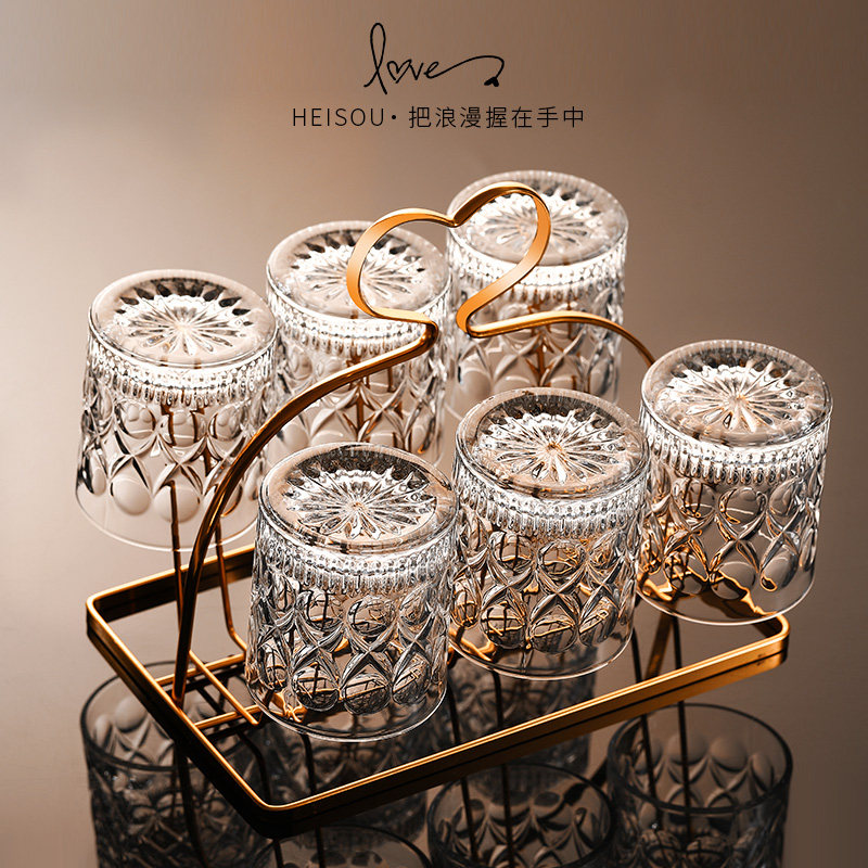 网红酒吧洋酒杯高颜值威士忌酒杯创D意玻璃啤酒杯家用杯子套装欧