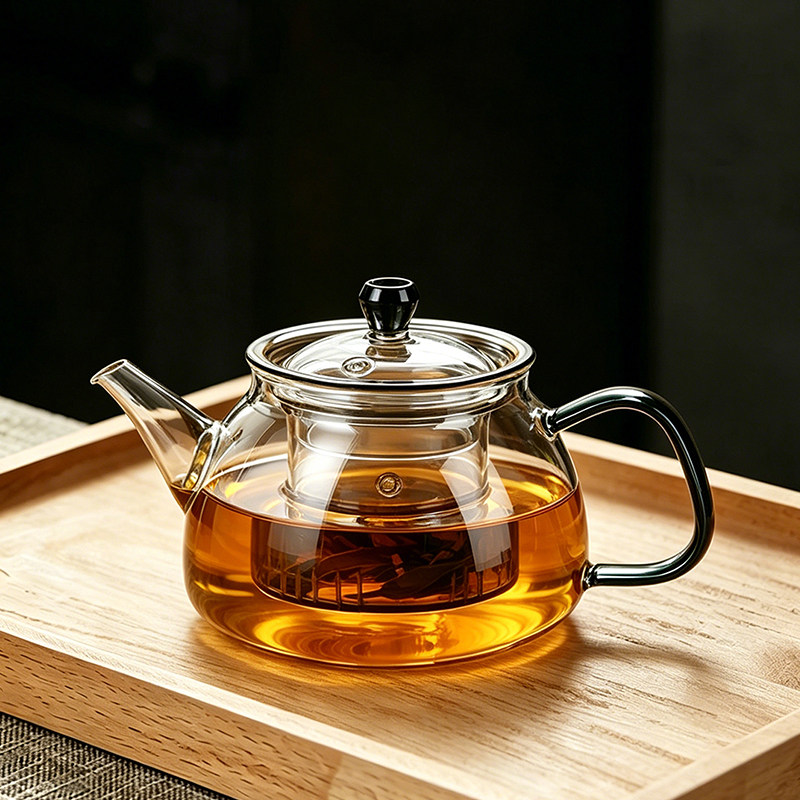 耐高温加厚玻璃茶水分离泡茶壶