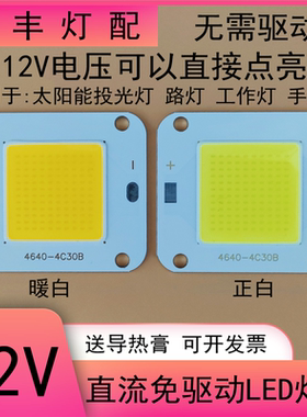 免驱动12Vled灯珠20W30W灯芯24伏50W100瓦太阳能投光灯路灯芯片板