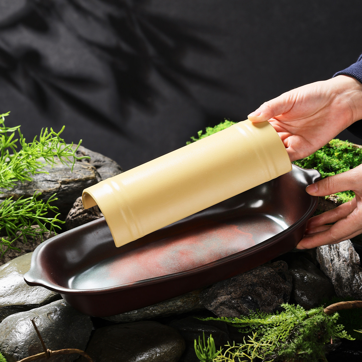 密胺山野风双耳牛肉盘刺身干冰盘火锅烤肉餐饮商用专用配菜盘仿瓷,餐饮具,盘,淘宝优惠券,粉丝福利购,淘宝优惠卷