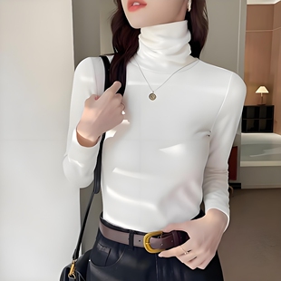 双面德绒高领打底衫女秋冬季新款修身洋气内搭加厚保暖女