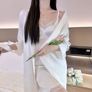 宇穎性感睡衣女緞面誘惑春秋吊帶睡裙夏季 短裙家居兩件套 冰絲薄款