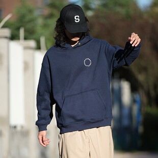 DICEOFF连帽卫衣重磅摇粒绒套头上衣情侣款秋冬加厚加绒男士帽衫