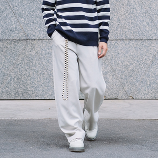 DICEOFF老钱风休闲长裤抗皱垂感复古直筒裤秋季男士压褶通勤西裤