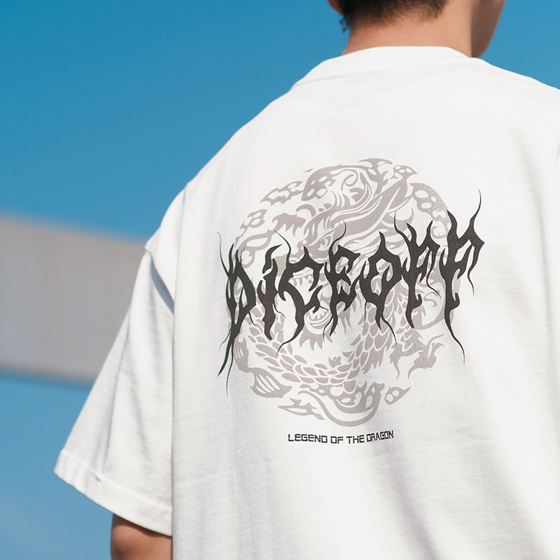 DICEOFF重磅纯棉宽松潮牌复古窗花元素印花短袖T恤男