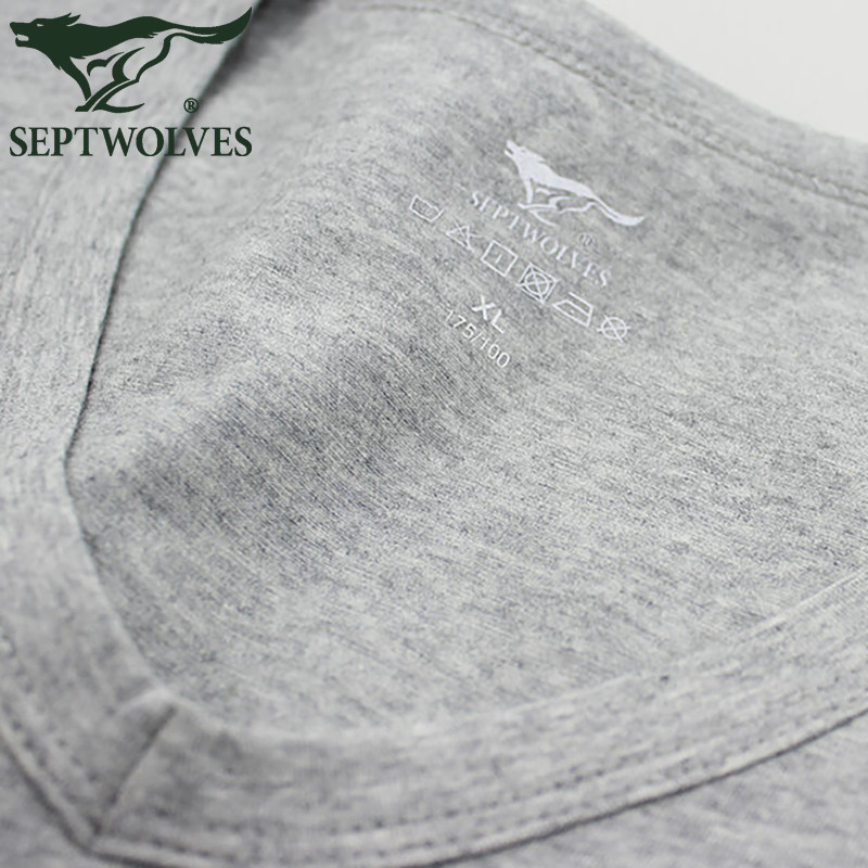 SEPTWOLVES 티셔츠 남성용 반팔 조끼 순수 코튼 V 넥 바닥 셔츠 아가 목 통기성 언더 셔츠 여름 코튼 탄성 슬림 피트