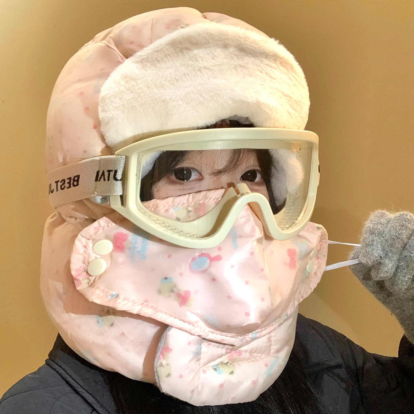 可爱印花雷锋帽女冬季加绒加厚