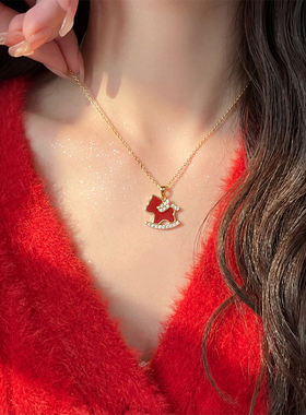 小马吊坠项链女小众锁骨链高级感