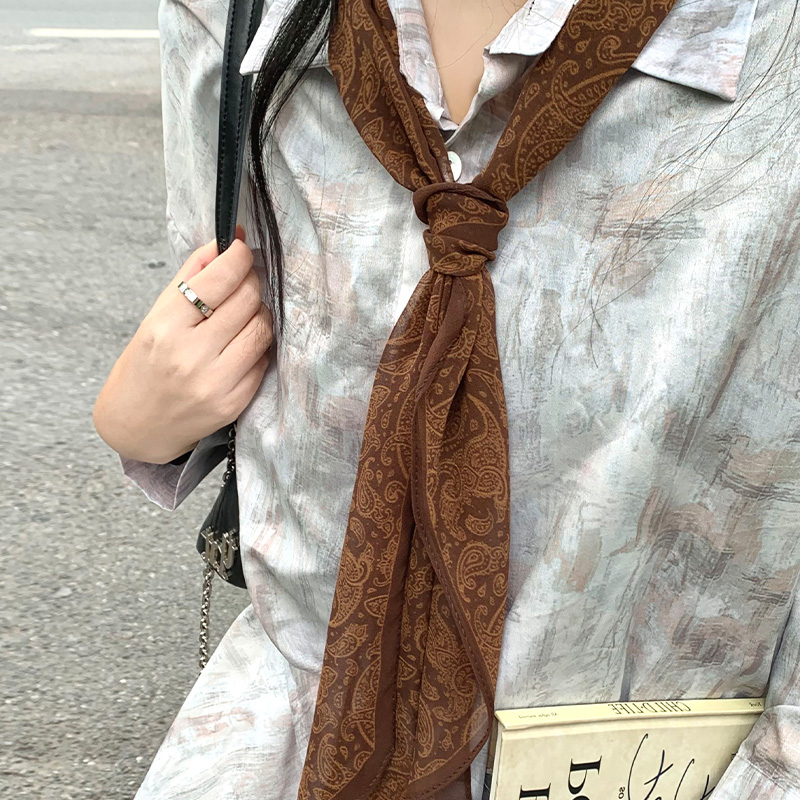 复古腰果丝带领巾丝巾高级感时尚