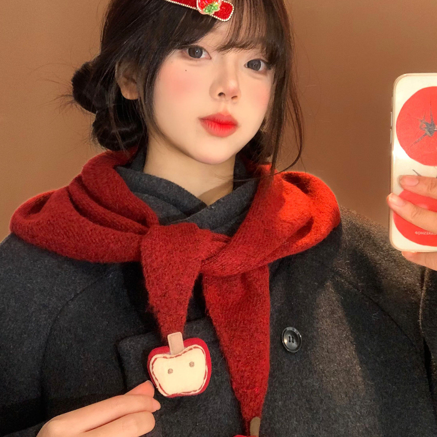 红色小苹果针织三角巾披肩女秋冬韩系百搭护颈围脖学生休闲小坎肩,服饰配件/皮带/帽子/围巾,围巾/丝巾/披肩,淘宝优惠券,粉丝福利购,淘宝优惠卷