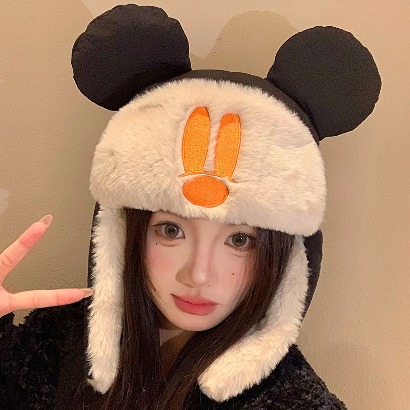 可爱米奇护耳雷锋帽女秋冬季显脸小加绒加厚保暖防寒骑行飞行帽子,服饰配件/皮带/帽子/围巾,帽子,淘宝优惠券,粉丝福利购,淘宝优惠卷